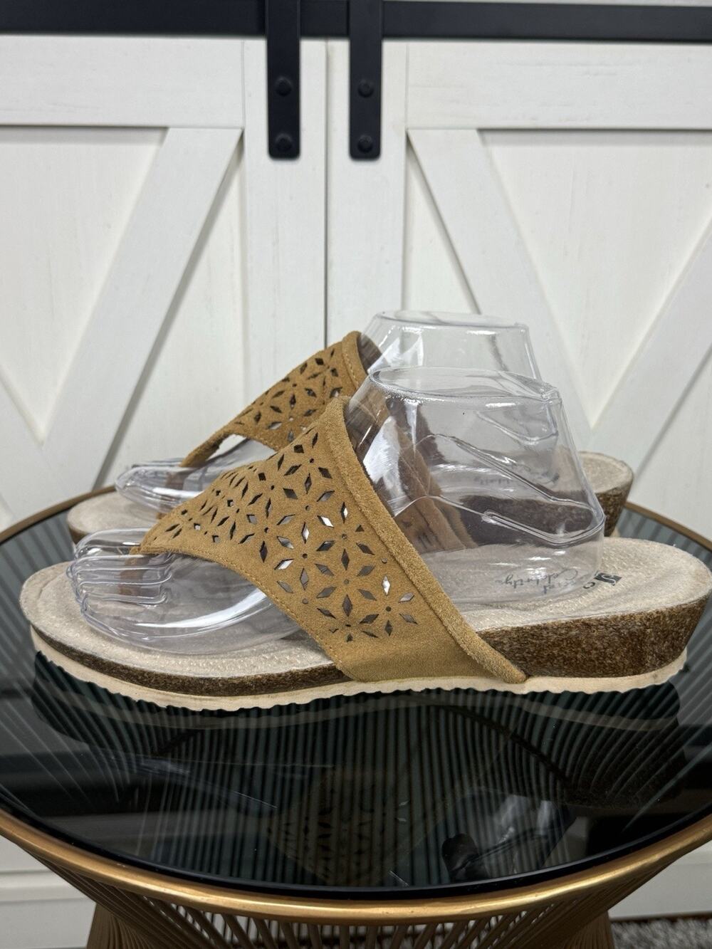 Skechers Caroline Women’s Brown Cutout Thong Sandals Size 11 Cork Footbed